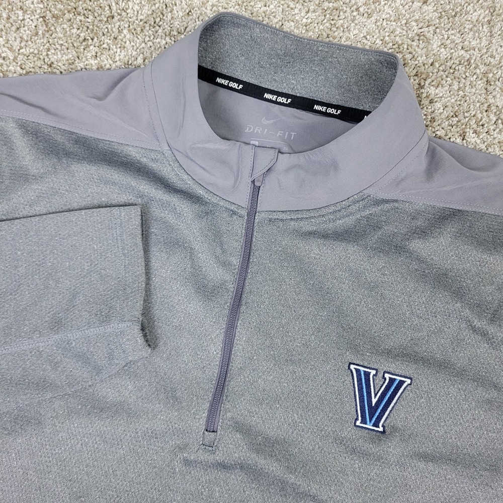 Nike Golf Dri Fit Villanova Wildcats Mens XL Solid Gray Performance Quarter Zip